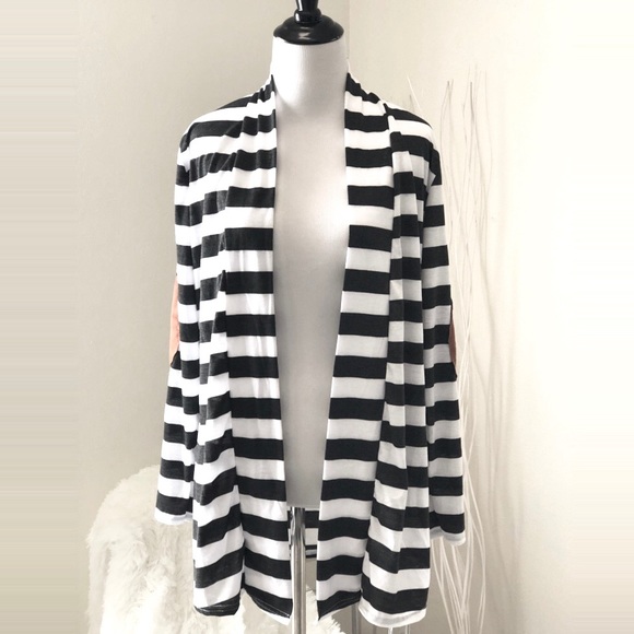 LAST// Striped Elbow Patch Cardigan - Picture 6 of 7